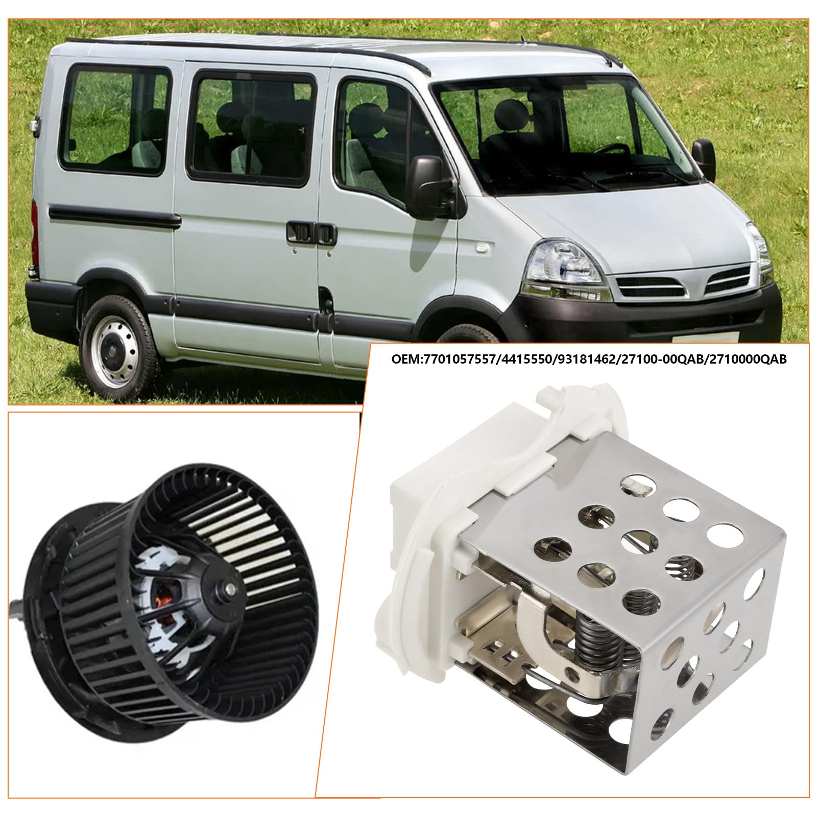 1 set di resistori per ventola ventola con cablaggio spina di ricambio 27100-00QAB 7701057557 compatibile con Renault Master (Mk2) 2003-2010