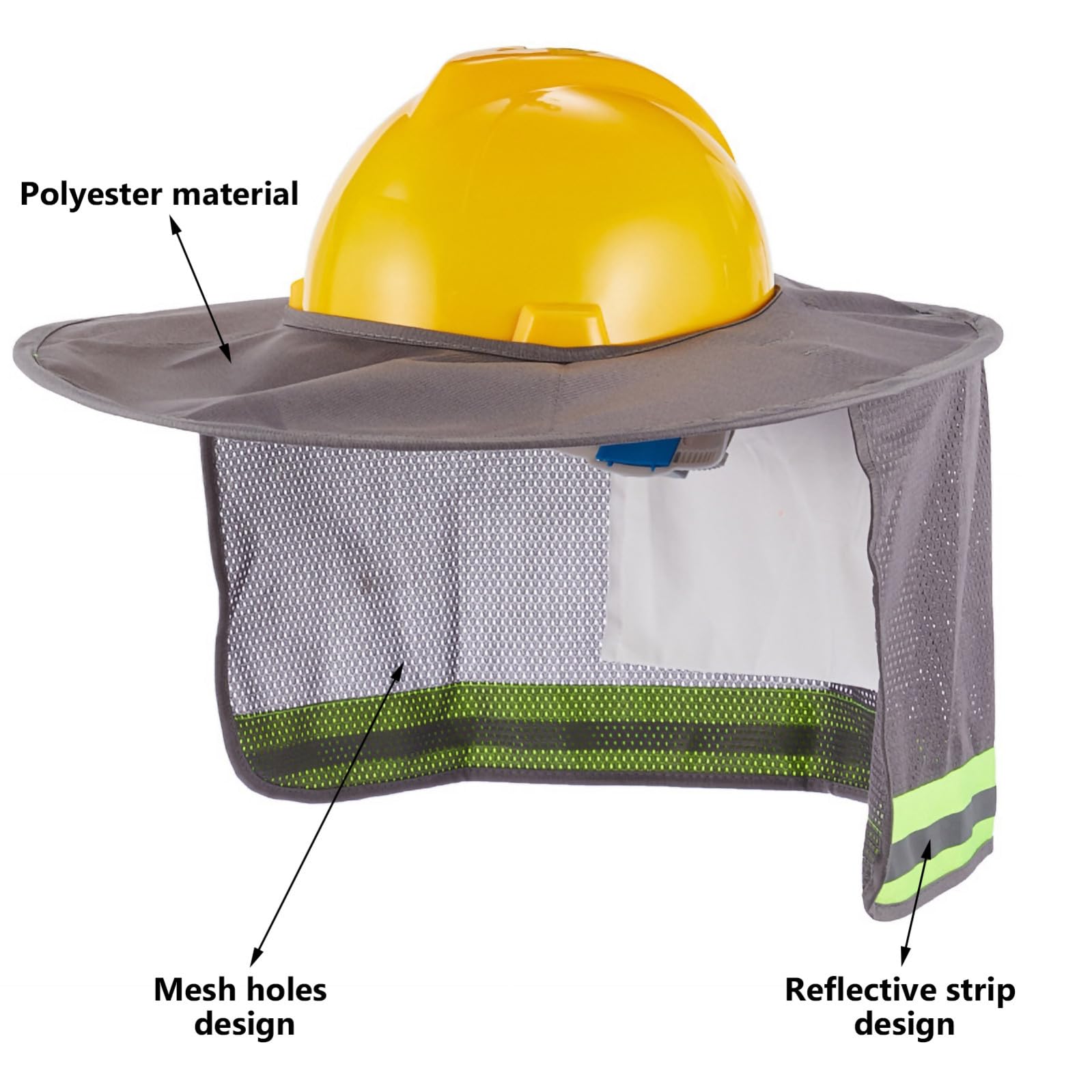 SHINEOFI 5 Stück Atmungsaktive Reflektierende Sonnenschutzblende für Bauhelme Vollständiger Nackenschutz Windabweisend Installieren Langlebiges für Baustellen im Sommer