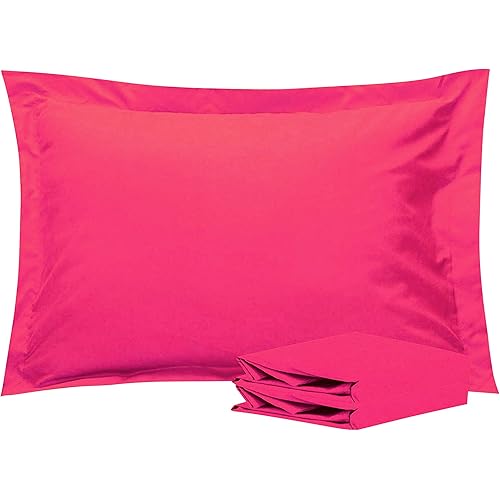 NTBAY Standard Pillow Shams - 2 Pack Brushed Microfiber 20x26 Sham Covers - Super Soft and Cozy, Wrinkle, Fade, Stain Resistant 20x26 Inches Oxford Pillowcases, Magenta