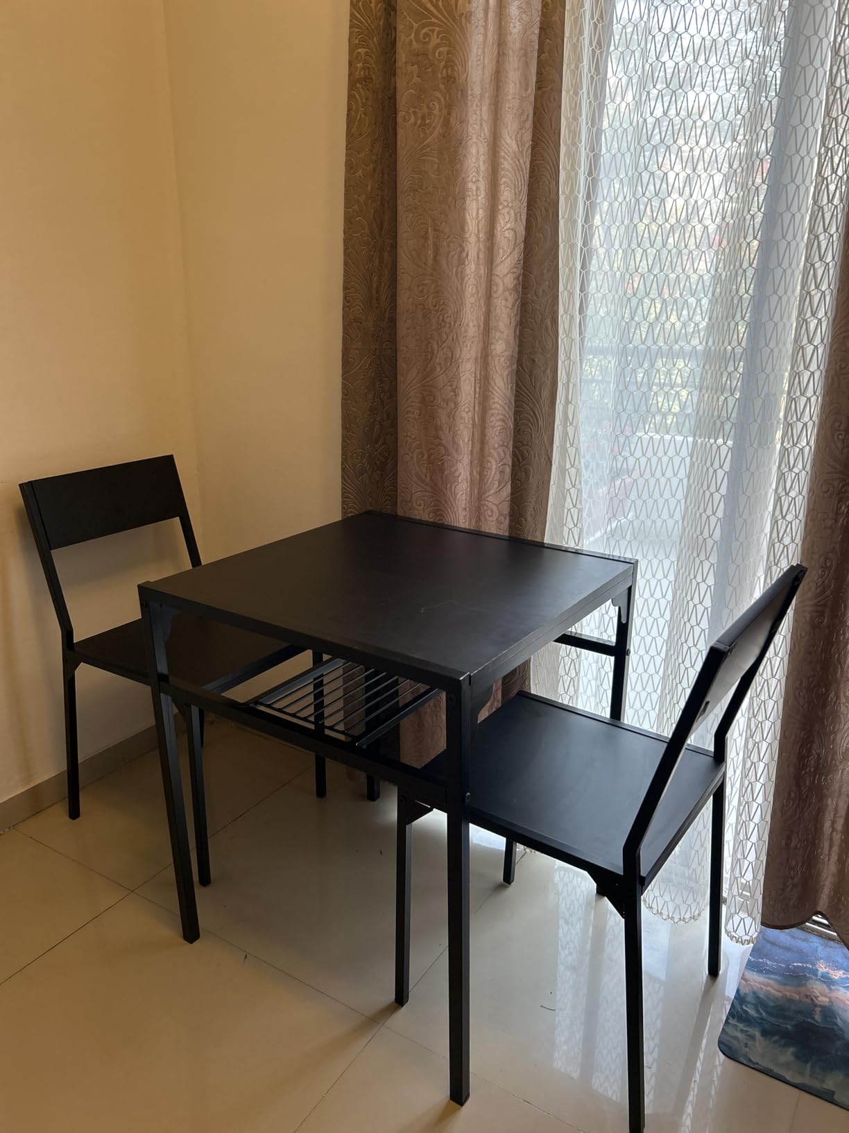 Priti Dining Table Set for 2, 3 Piece Kitchen Table with 2 Chairs for Small Space, Apartment ...