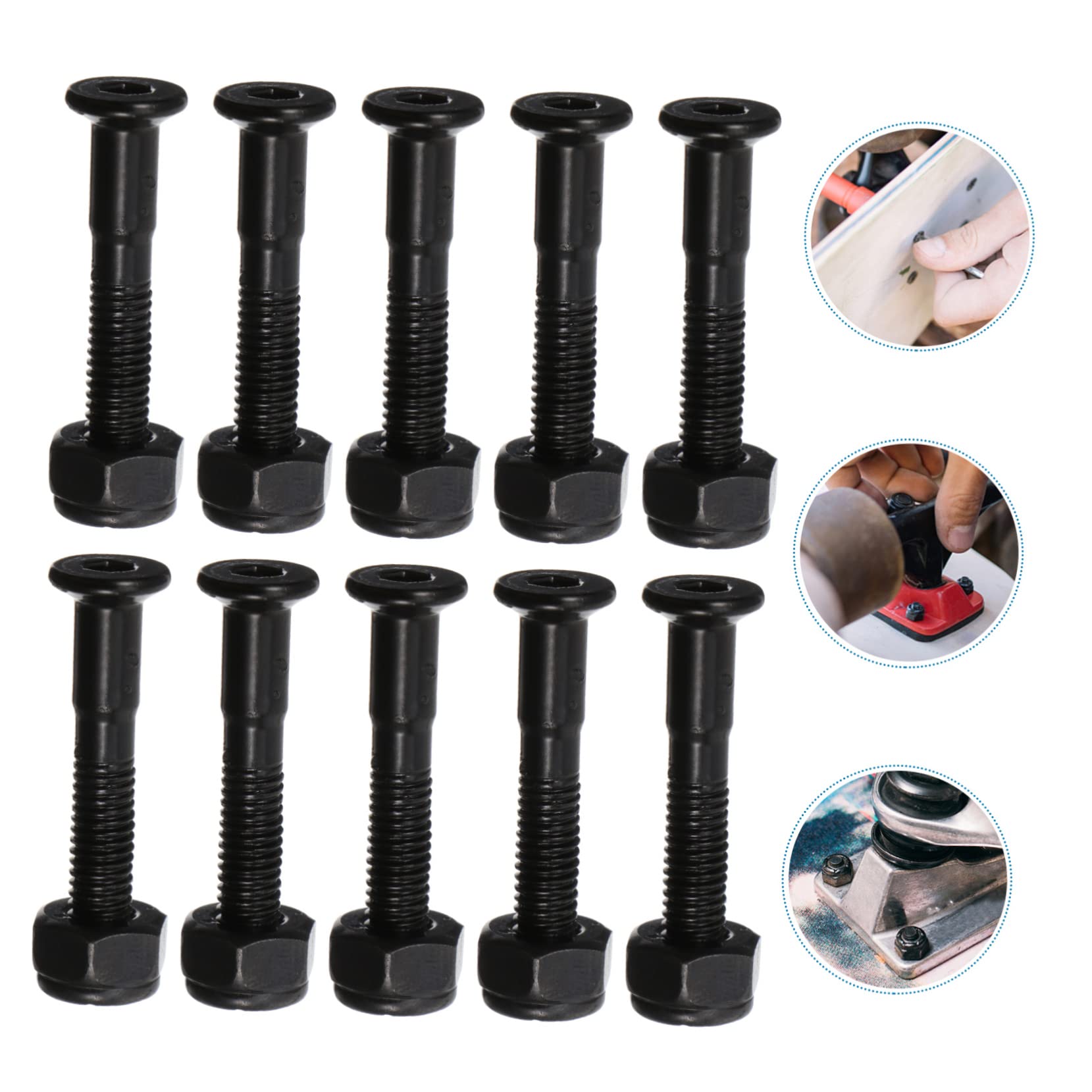 VICASKY 40Sets Skateboard Mounting Hardware Screws Bolts with Nuts Essential Accessories for Deck Repair and Replacement Durable Skateboard Hardware Use