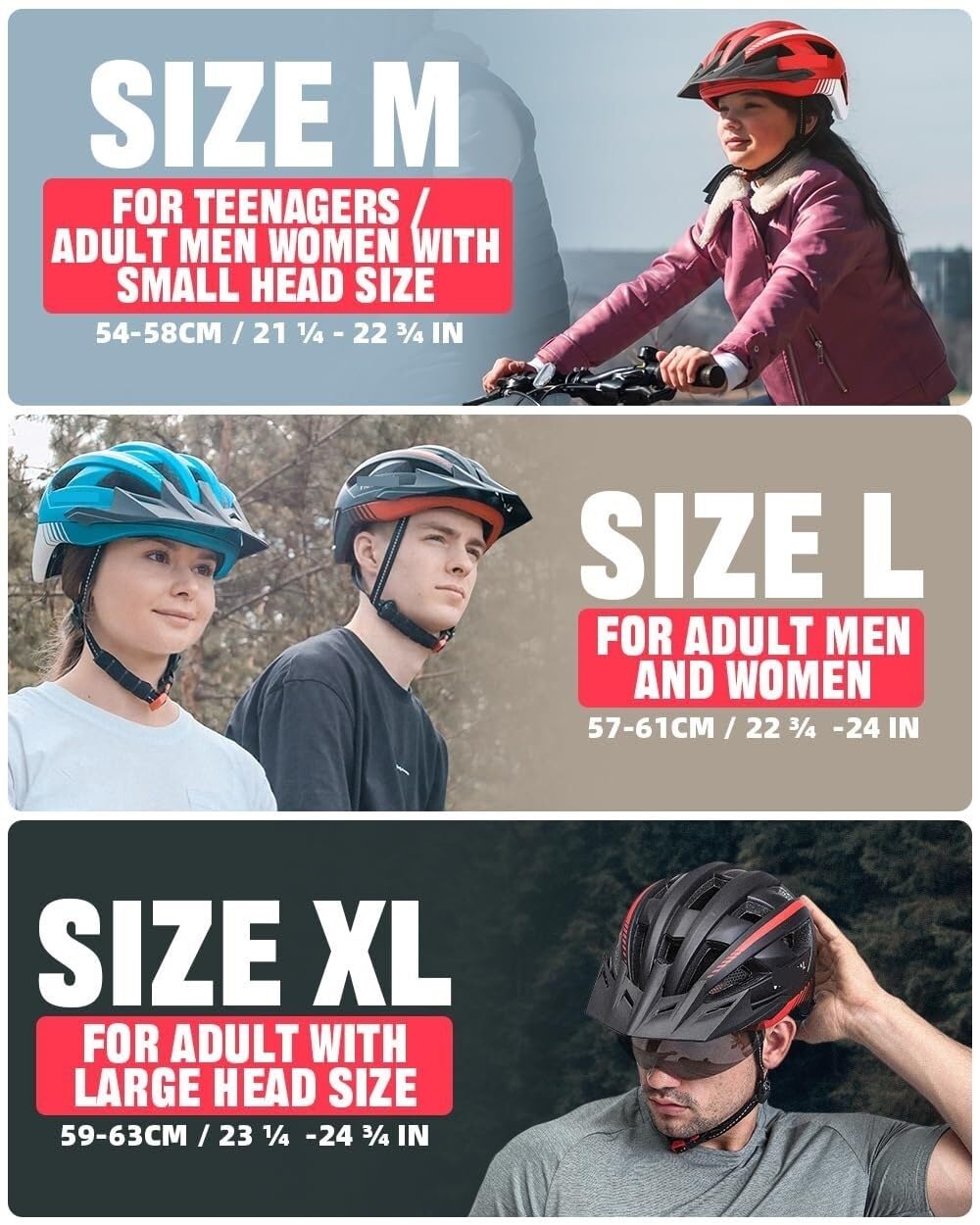 Kask rowerowy ze światłem LED, zdejmowany wizjer magnetyczny, kask rowerowy górski, regulowany rozmiar, do jazdy na rowerze