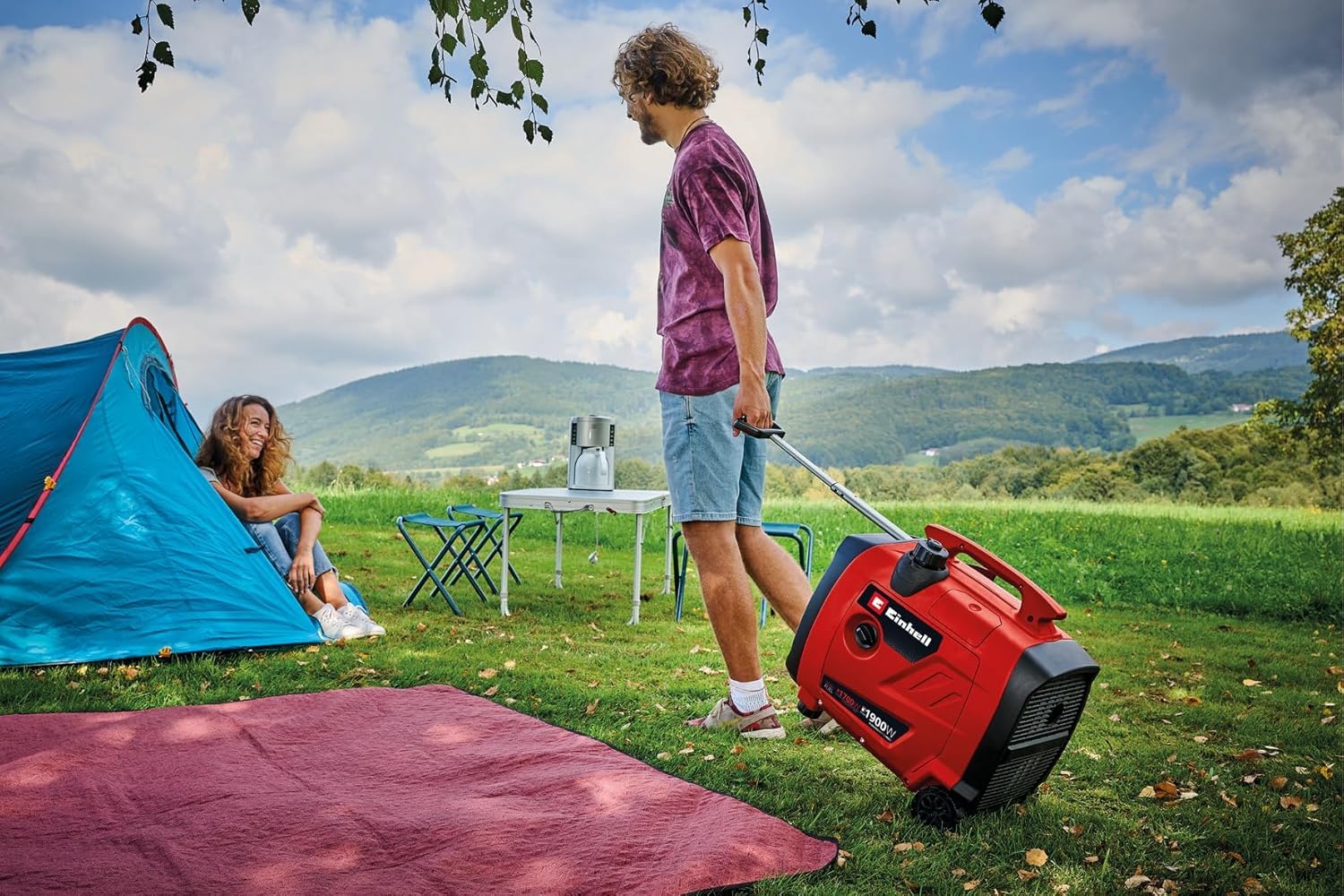 Einhell Generador de corriente (gasolina) TE-IG 1900 DF (potencia continua 1800/1600 W, máx. 1900/1700 W, depósito 4,2 l, inverter, motor de 4 tiempos, 2x 230 V, 2x USB, 1x 12 V)