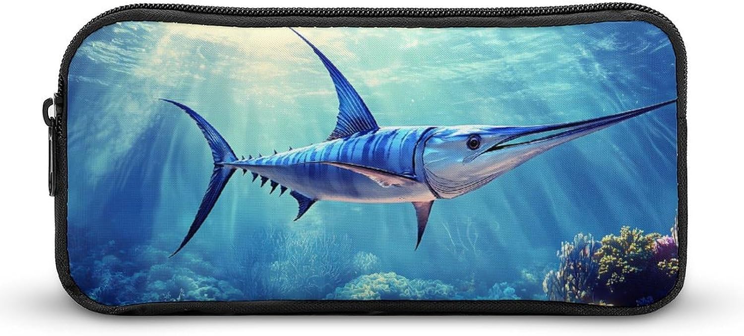 Blue Marlin Fishes Travel Cosmetic Bag Makeup Bag