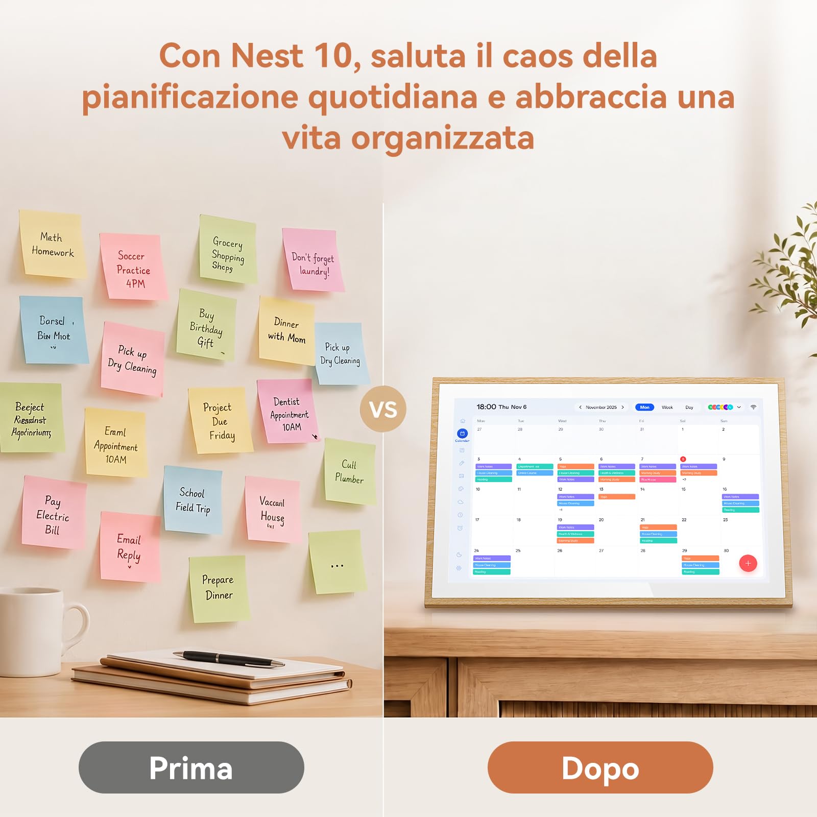 Blackview Calendario Digitale 10,1" per Casa e Ufficio – Organizer Familiare Multifunzionale con Orologio, Pianificazione Settimanale e Mensile, Home Completa, Sync Google/iCloud/DK Calendar