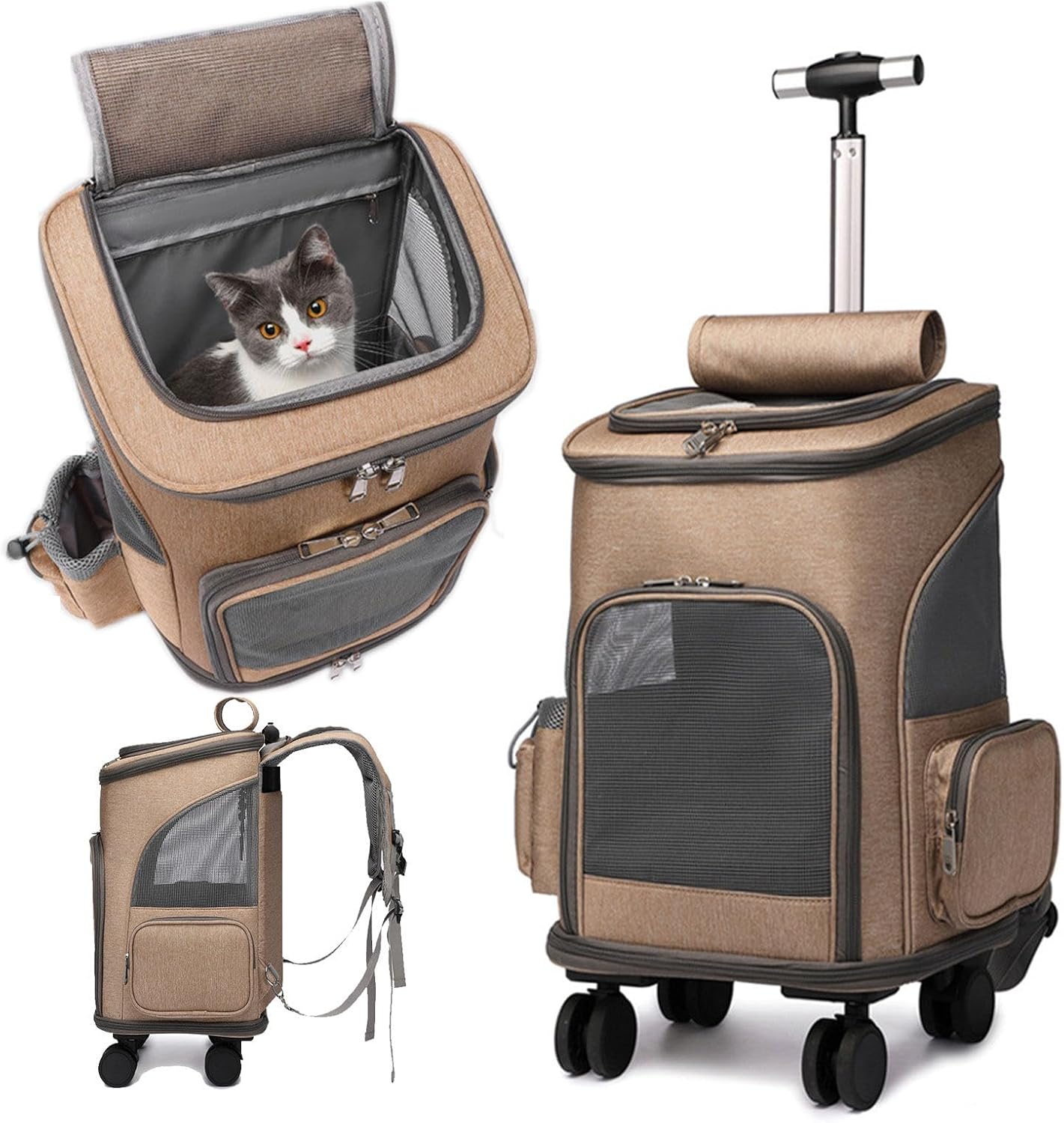 Pet Rolling Carrier BackpackCollapsible Pet Trolley Case