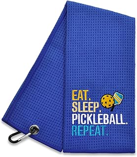 Hafhue Eat Sleep Pickleball Repeat Embroidered Towel, Pickleball Player Gift, Pickleball Gifts for Men Women, Birthday Gift for Pickleball Fan, Retirement Gifts for Pickleball Lovers