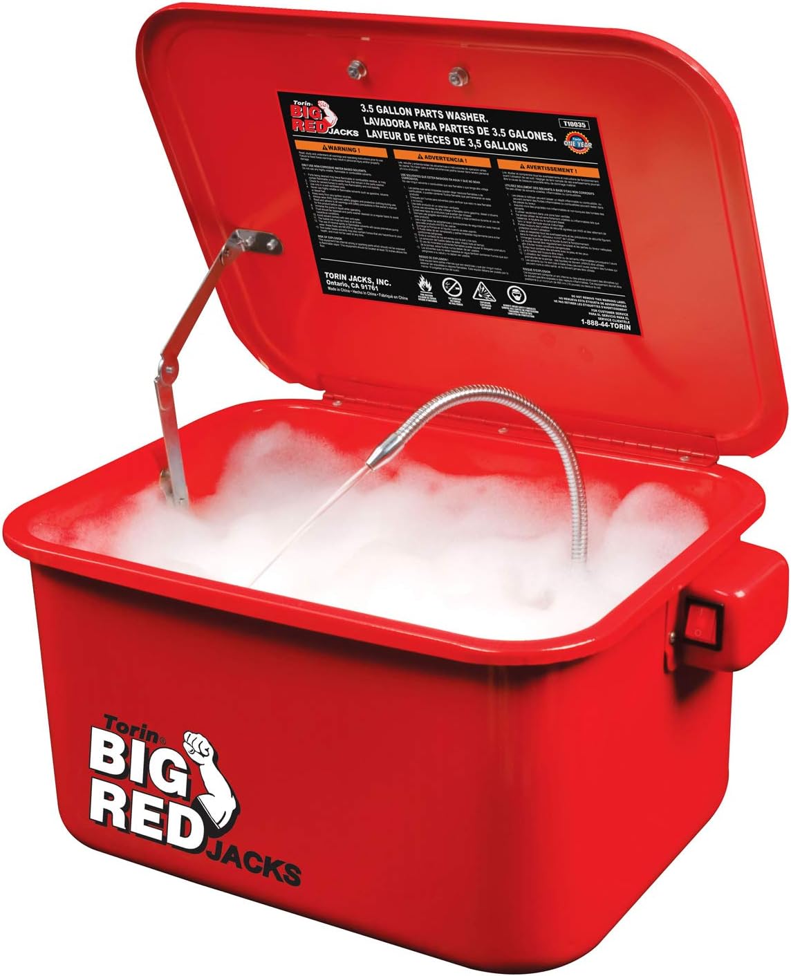 Crazy Clearance BIG RED T10035 Torin Portable Steel Cabinet Parts Washer with 110V Electric Pump, 3.5 Gallon Capacity, Red