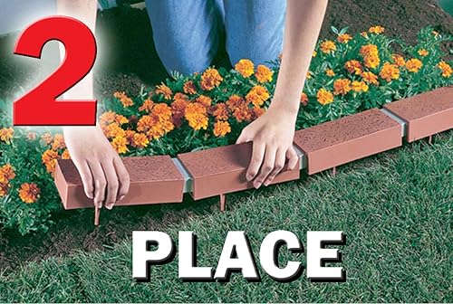 Miniatura 3 de Let's Edge It! Borde decorativo de ladrillo de plástico con 4 luces solares integradas, terracota, kit de 20 pies, Argee RG820SG, gris