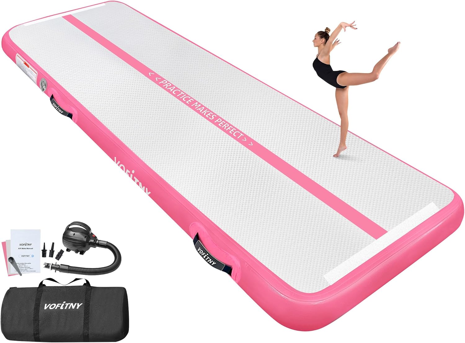 VOFiTNY All Purpose Gymnastics Mat 6.6/10/13/16/20 ft Sturdy Inflatable Tumble Track for Home/Gym