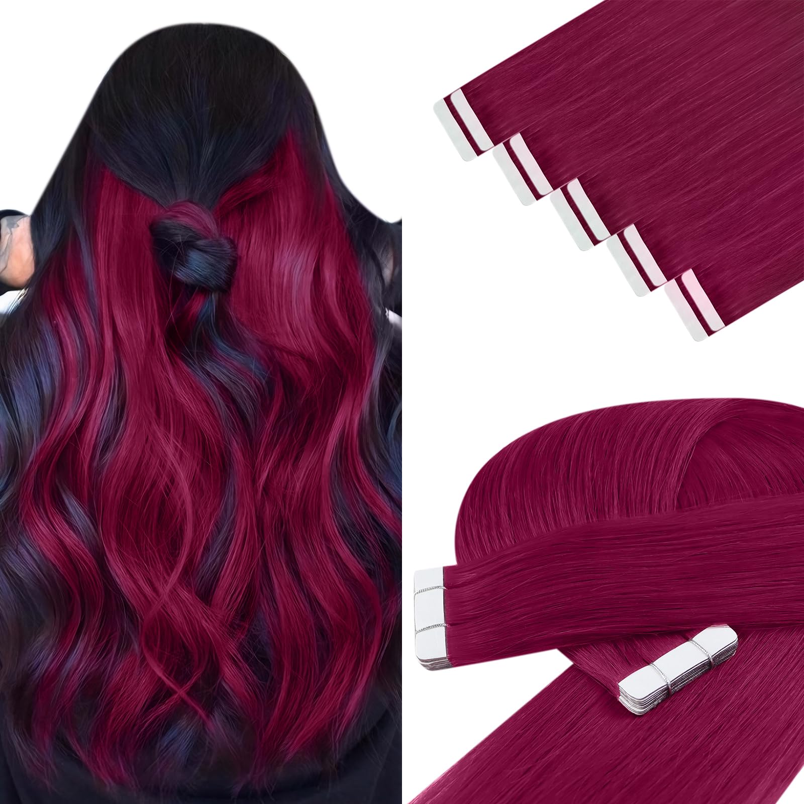 YoungSee Tape Hair Extensions Platinum Blonde 16In Tape in Hair Extensions Real Human Hair for Women 20pcs 50g Easy to Wear Hair Tape-in Extensions Blonde — view 13