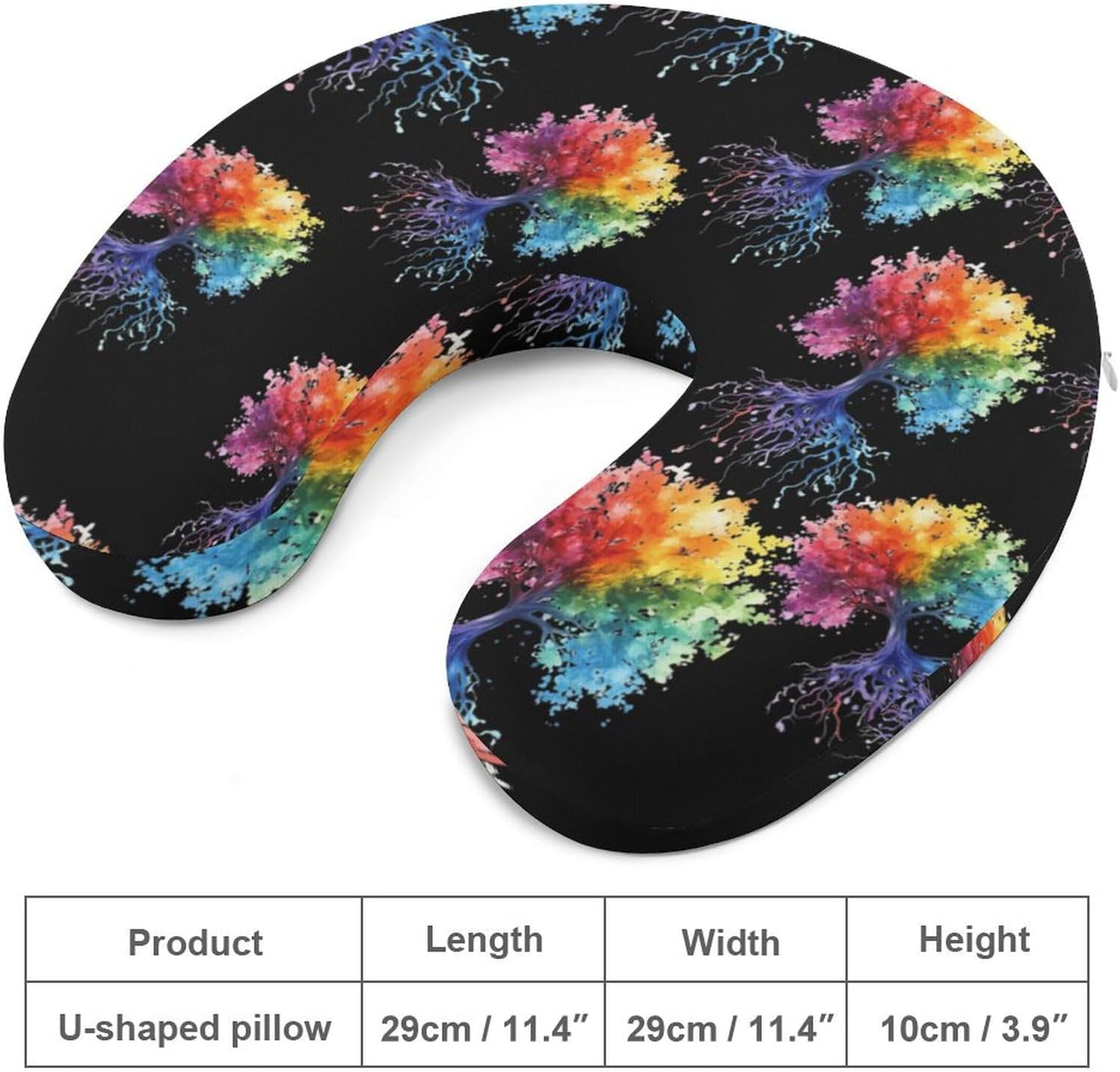 Watercolor Tree Colorful Memory Foam Pillows U Shaped Travel Neck Pillow