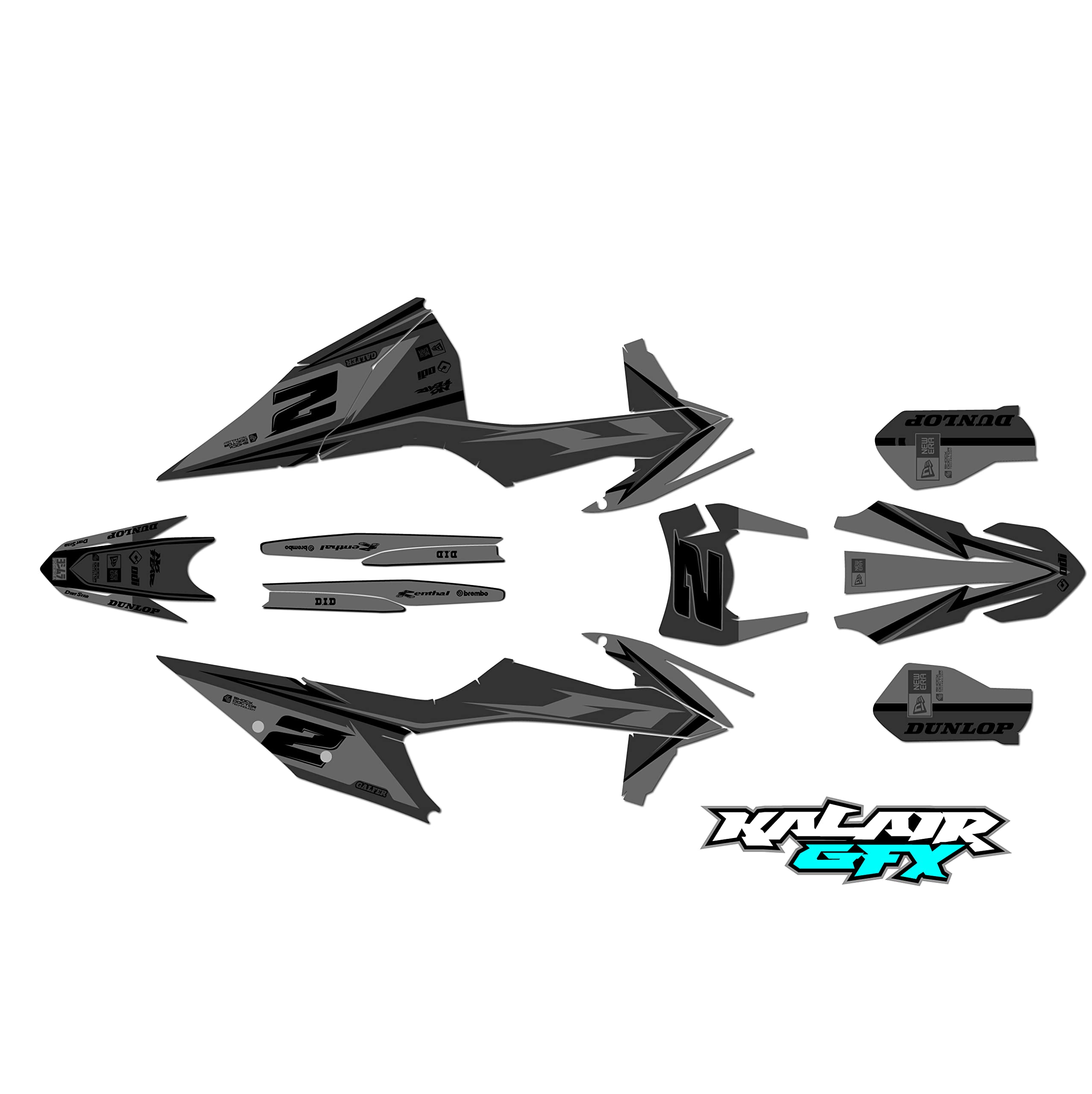 Kit de gráficos para KTM Enduro de 4 tiempos 250 EXC-F, 350 EXC-F, 450 EXC-F y 500 EXC-F años 2020, 2021, 2022 y 2023 Razor Series Smoke 16 Mil - Calcomanía de carreras sin plásticos