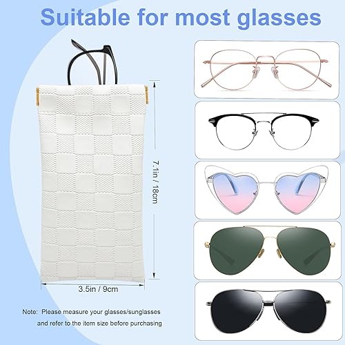 Miniatura 2 de Estuche para lentes de sol suaves para mujer, 4 piezas, portátil, con parte superior apretable, a cuadros
