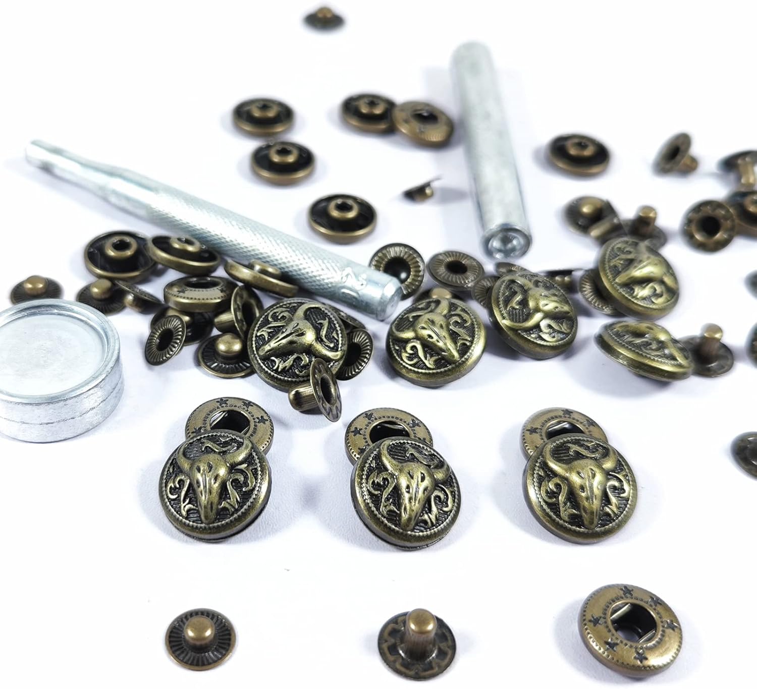 15 Sets Leather Snap Buttons Set 17MM (0.67inch) Bronze