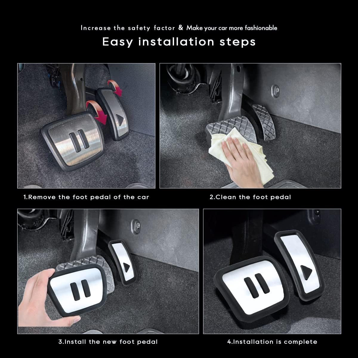 Car Brake Accelerator Pedal Cover Compatible for 2021 2022 2023 2024 2025 Volkswagen ID.4 ID4 Accessories Anti Slip Foot Pedal Stainless Steel