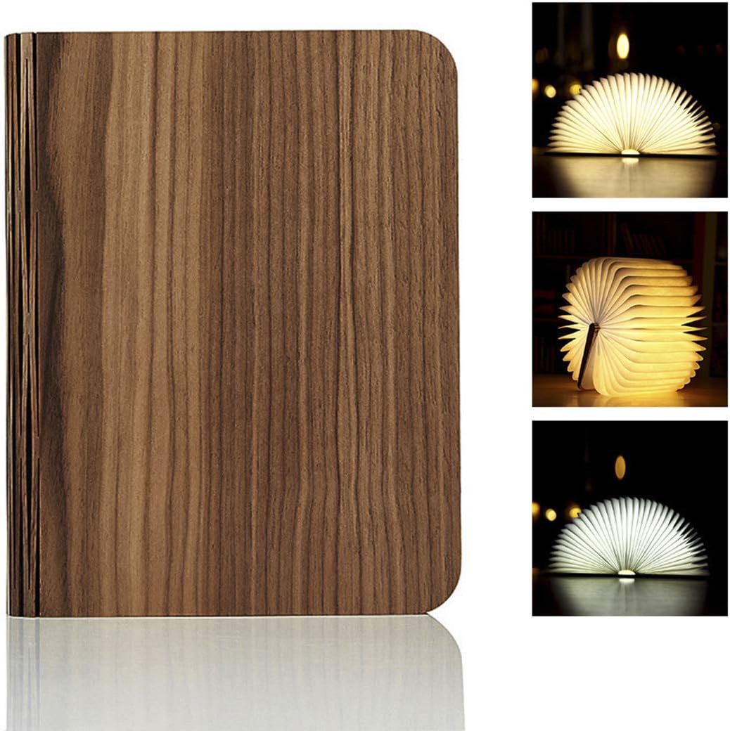 DIFLY Wooden Folding Led Book Shaped Light, USB Rechargeable Creative Mood Book Lamp Night Lights, Ideal as Book Lamp, Table Lamp, Wall Lamp, Floor lamp, Bedside Lamp and Desk Lamp (Three Colors)