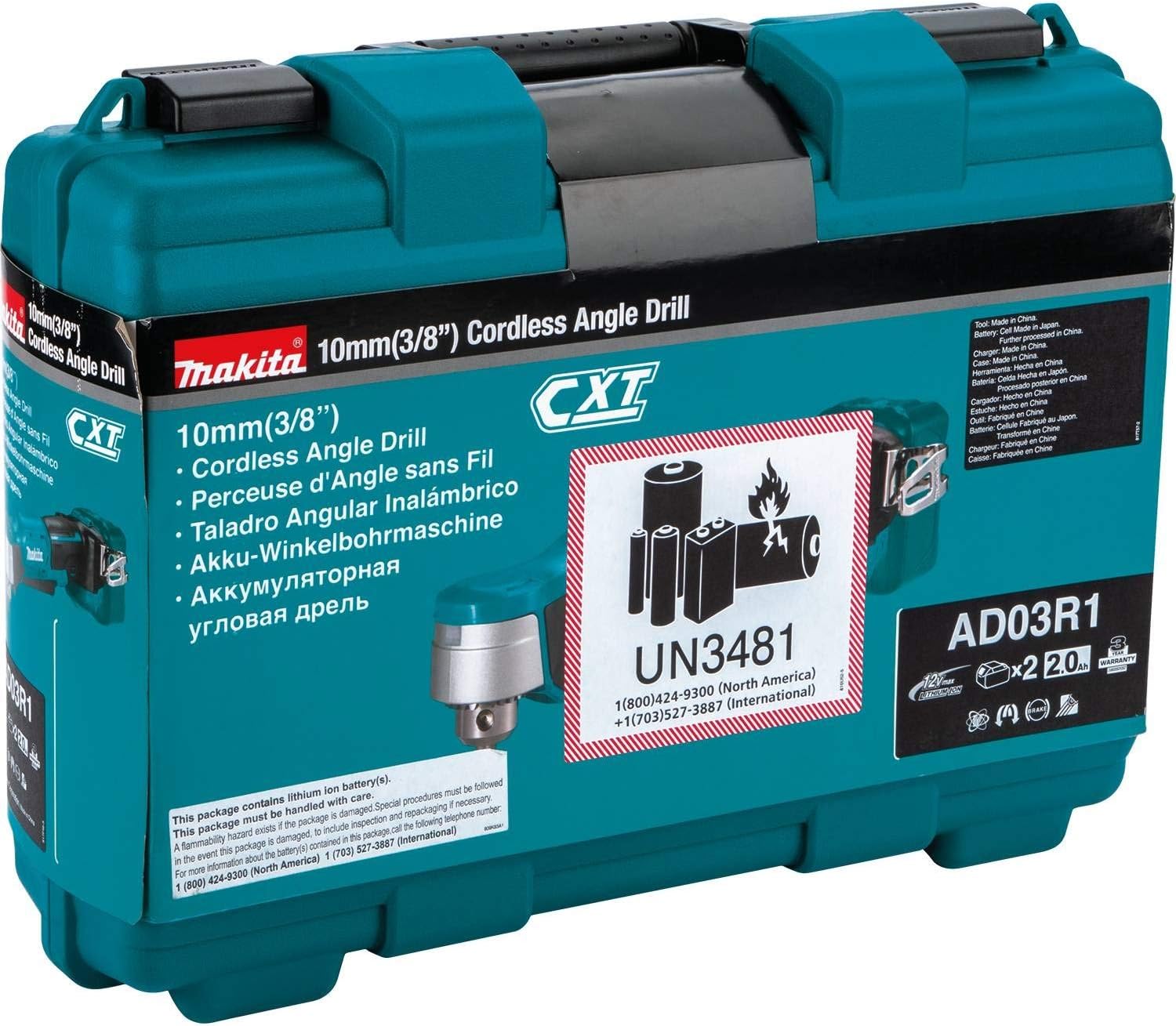 Makita AD03R1 12V max CXT Right Angle Drill Kit, 3/8"