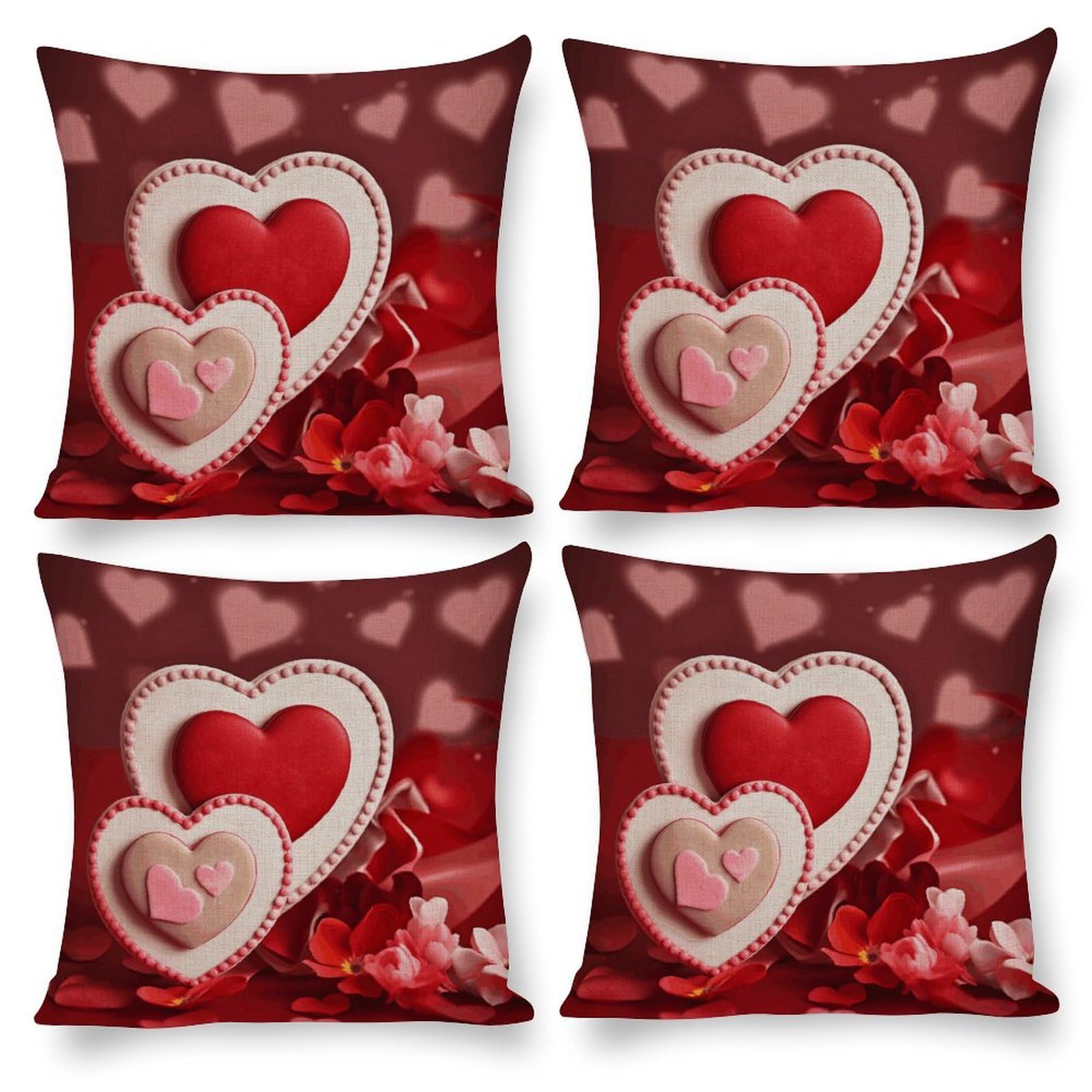 Housse de coussin carrée Valentine's Day 40x40 cm imprimée rouge
