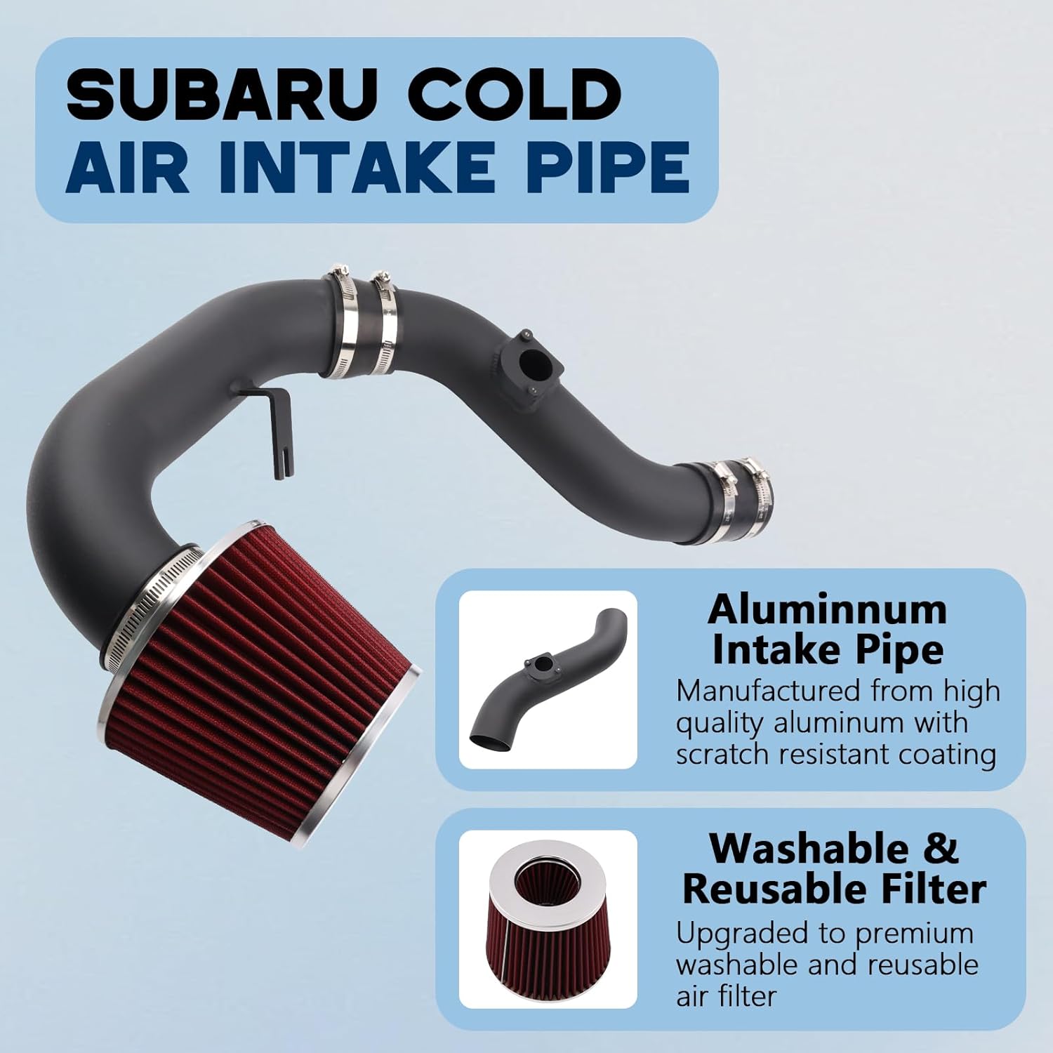 Cold Air Intake System Induction Kit Compatible With Subaru Impreza WRX STI 2002-2007 2.5L 2.0L