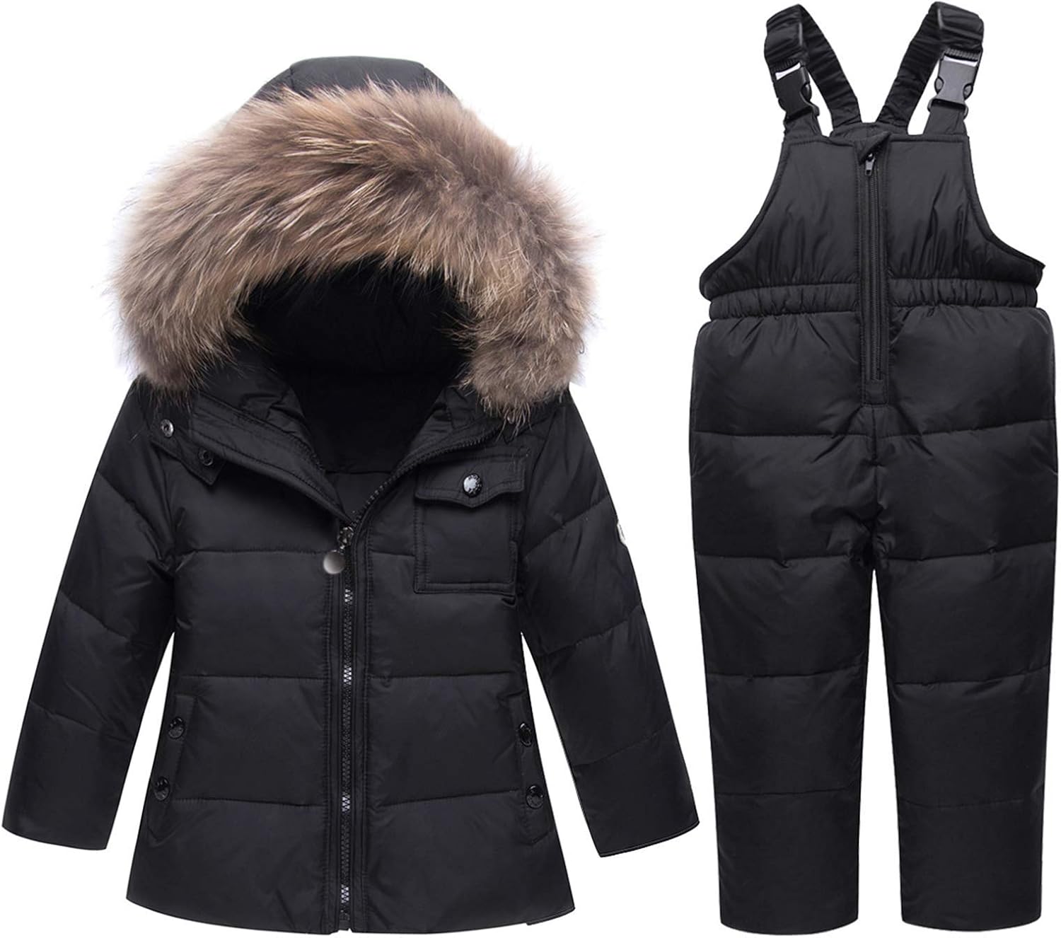 Kids Down Ski Suit Winter Puffer Jacket Snow Bib Pants 2-Piece Set