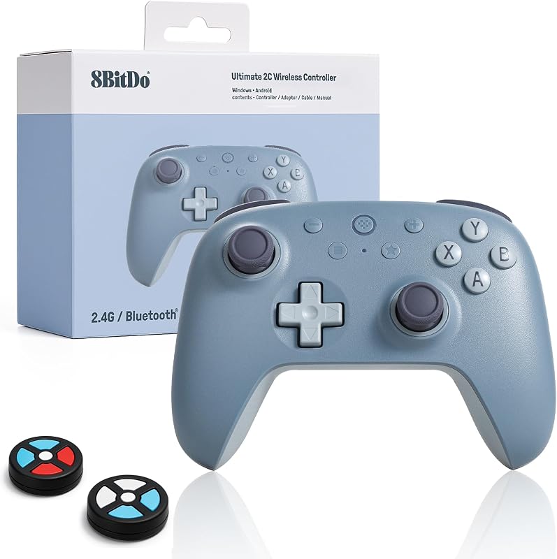 8Bitdo Ultimate 2C Wireless Controller (Blueberry) - 1000Hz Polling | For Windows PC & Android, Hall Effect Joysticks & Triggers, Remappable L4/R4 Bumpers, Special Edition Colors