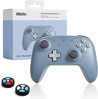 LONGYI 8Bitdo Ultimate 2C Mando Inalámbrico para Windows PC y Android, Joystick de efecto Hall (sin deriva), con 1000Hz Polling Rate, Parachoques L4/R4 Removible y Vibración Rumble - Azul oscuro