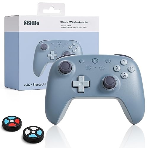 Vista 11 de 8Bitdo Ultimate 2C Bluetooth Controller for Switch/Switch 2 - Wireless Gaming Controller with Hall Effect Joysticks, 6-Axis Motion Control, Azul