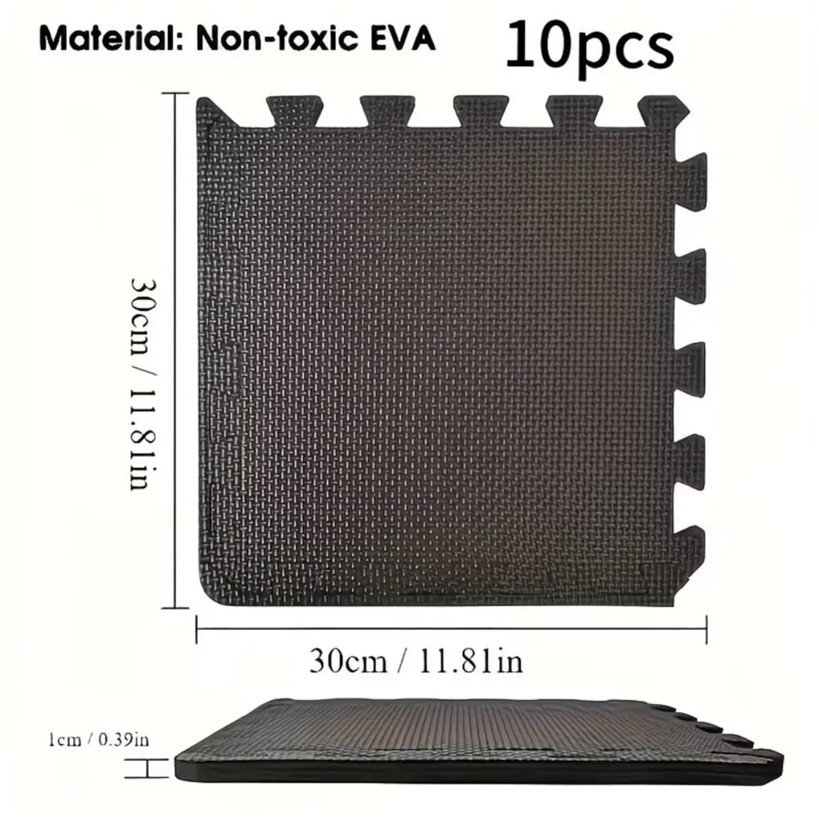 Losetas De Caucho Protección del Piso de Las esteras Espuma EVA Negras 10 Piezas for la Yoga