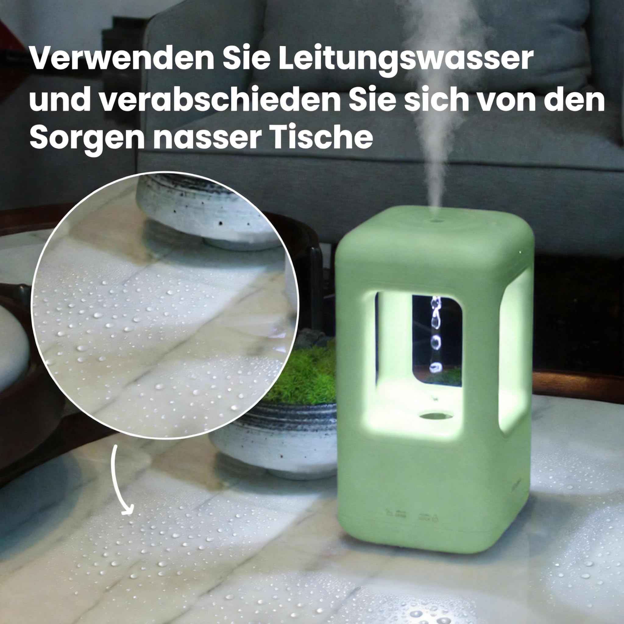 Humidificador para Dormitorio Bebé Niebla Fresco Humidificador Ultrasónico para Plantas Interiores Habitación Niños Adultos Niños Habitación Grande Hogar Oficina Verde