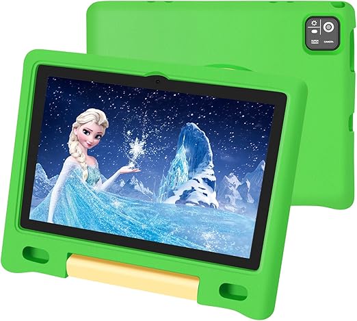 Kids Tablet, 10.1 inch IPS HD Touchscreen Android 14 64 GB Storage, 8GB (4+4 Virtual) RAM, Octa Core Tablet for Kid with Kid-Proof Case, Parental Controls, 12-hr Battery, WiFi, GPS – Green