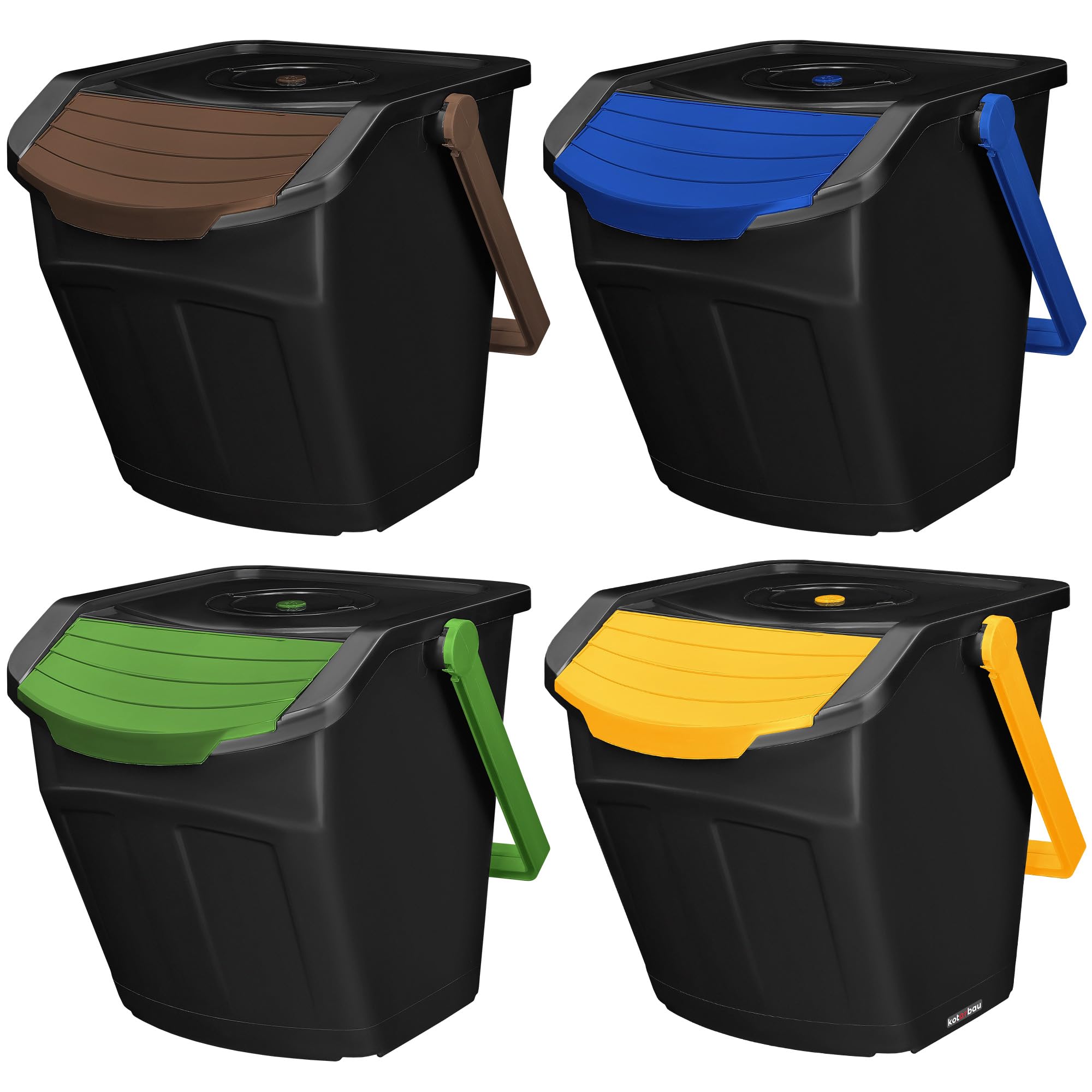 KOTARBAU® Mülltrennsystem Mülleimer Küche 4 Fächer Abfalleimer Deckel Plastik Küchenabfalleimer Küchenmülleimer Recycling System Trennsystem Müllsystem Dustbin Mülltrennung Eimer Mülltrennsysteme