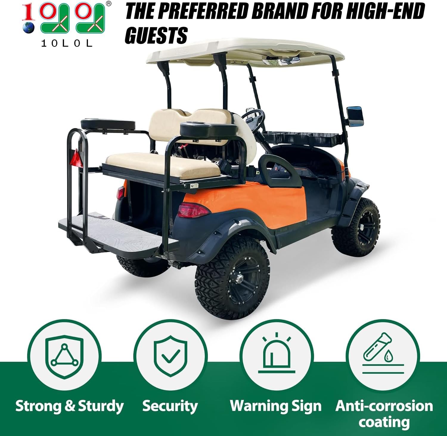 10l0l universal safety golf cart rear grab bar and trailer hook with receiver fit for the back seat of club car ezgo and other