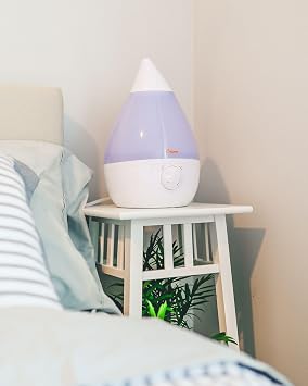 Crane Ultrasonic Cool Mist Humidifier for Bedroom, Baby Nursery, Kids Room, Plants, or Office, Large 1 Gallon Tank, Filter Optional, White