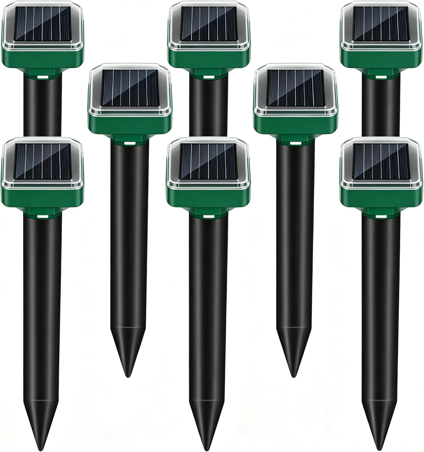 8 Pack Mole Repellent Solar Powered Snake Repellent for Yard Lawn Garden IP65 Waterproof Ultrasonic Deterrent Stakes Get Rid for Vole, Gopher, Groundhog, Chipmunk