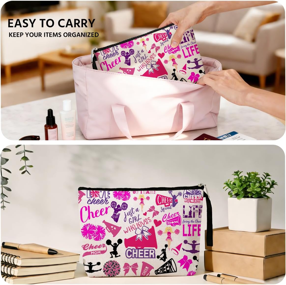 Cheer Stuff Cheerleading Gifts Cosmetic Bag Cheer Gifts Cheerleader Toiletry Bag Graduation Funny Makeup Bag Cheerleader Gifts Birthday Gifts for Women Teens Girls Girlfriend Cheer Sister - Image 5