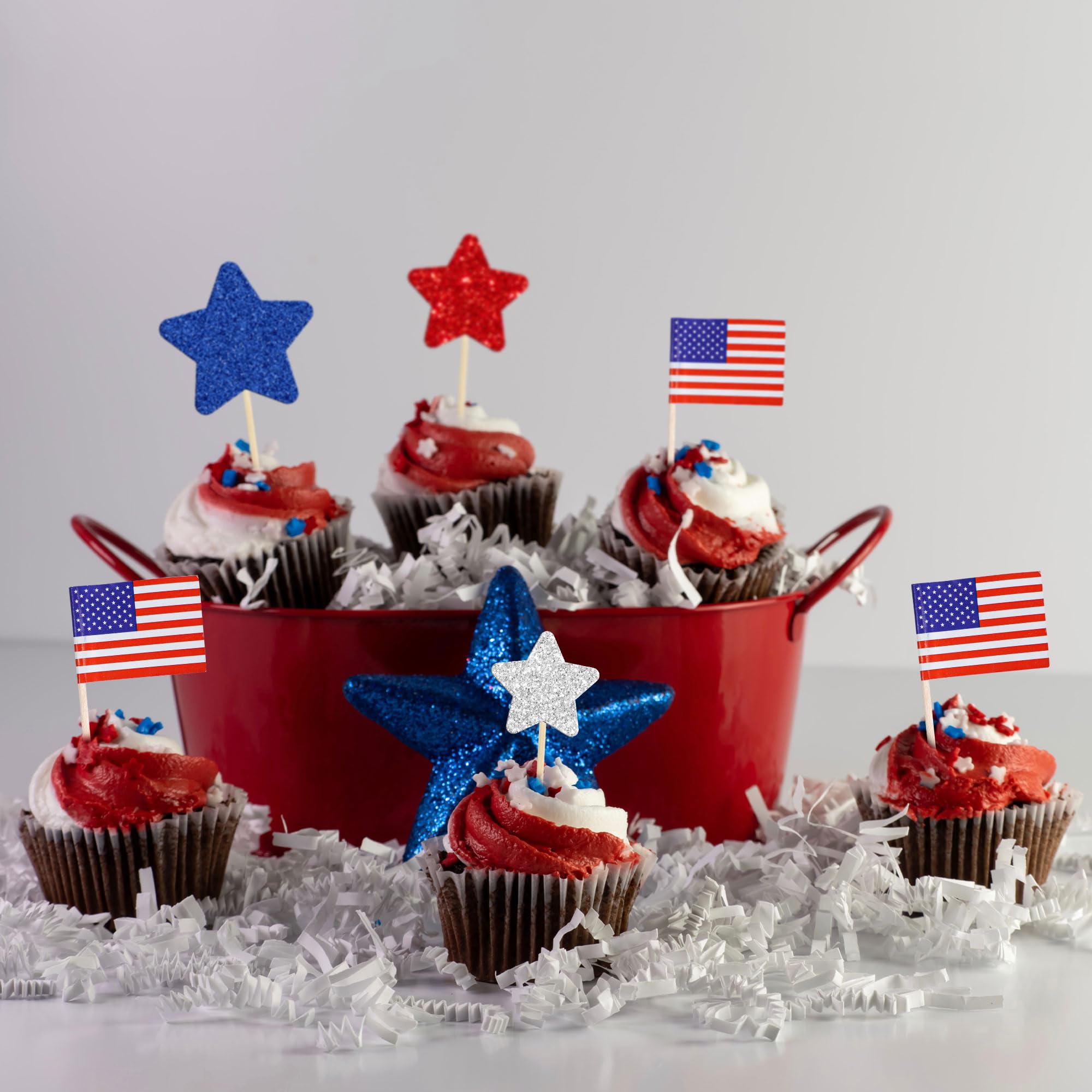 Cupcake-Topper Mit Amerikanischer Flagge – 100 Stück Patriotic Deko Für Kuchen & Desserts