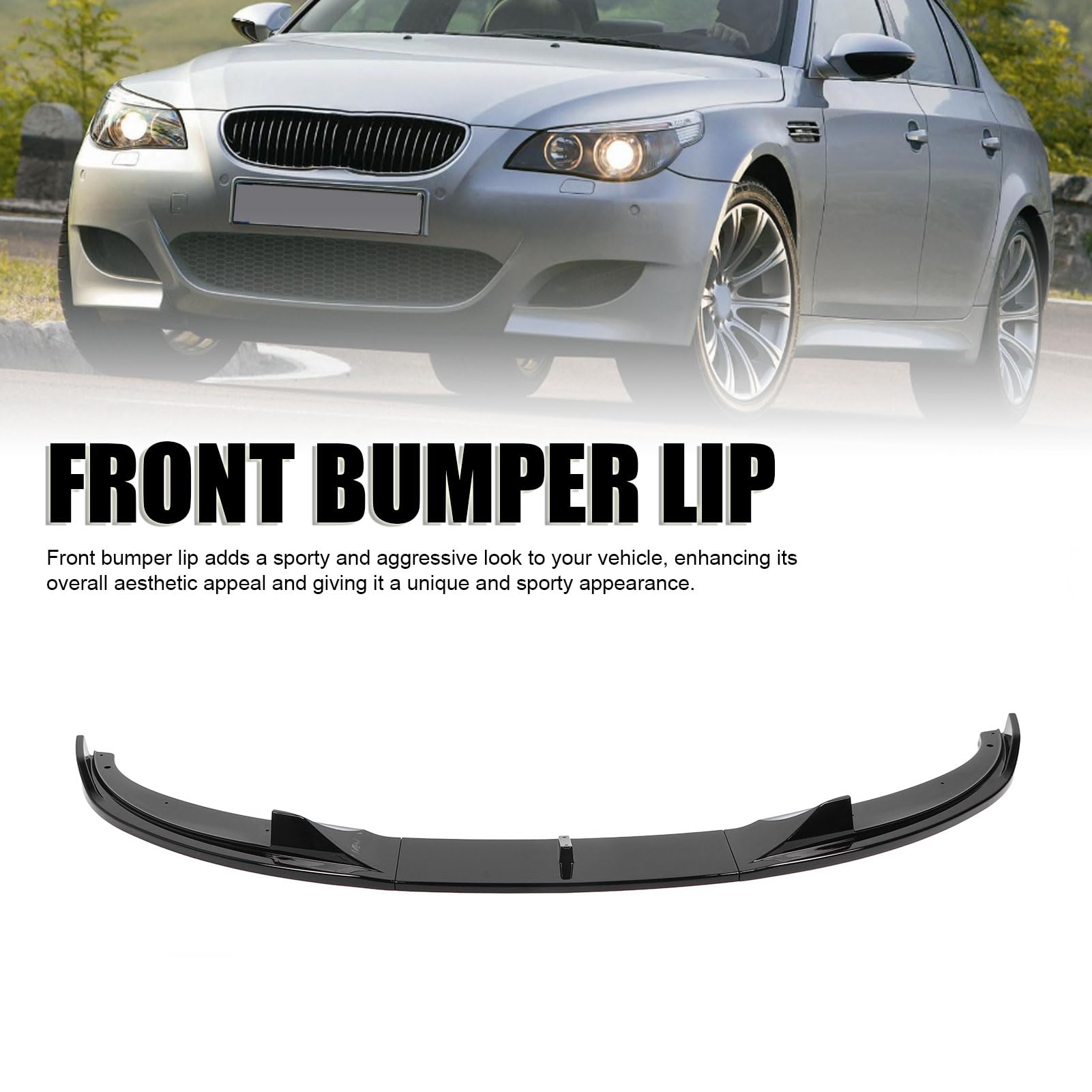 Spoiler przedniego zderzaka, 3PCS Zestaw body splittera przedniego zderzaka do E60 E61 M5 2005-2010, Automotive Lip Chin Splitter, Wymiana dyfuzora przedniego spojlera wargowego