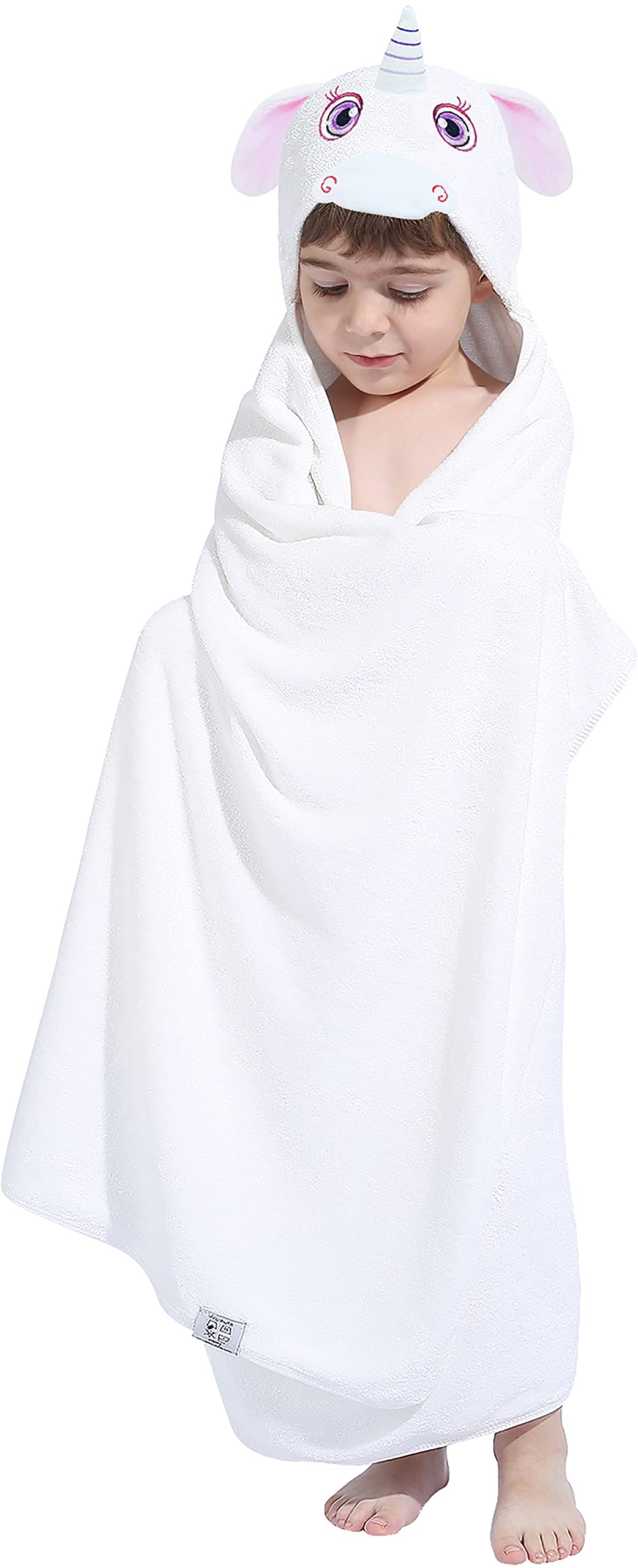 HIPHOP PANDA Toalla con capucha para niños, viscosa derivada de bambú, 76 x 127 cm, tamaño grande para 3 a 10 años, toalla de baño prémium para niños, toalla de playa para niñas, niños, unicornio