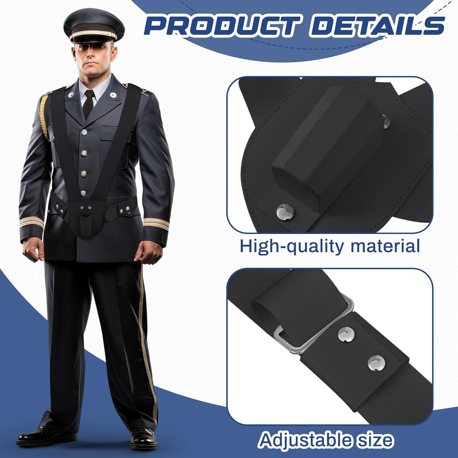 Jecery Double Strap Parade Flag Carrier Parade Harness Color Guard Flag Pole Holder Nylon Sling Carrying Belt for Parades(Black)