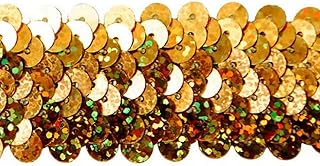 Expo International 3-Row 1-1/4-Inch Starlight Hologram Stretch Sequin Trim, 20-Yard, Gold