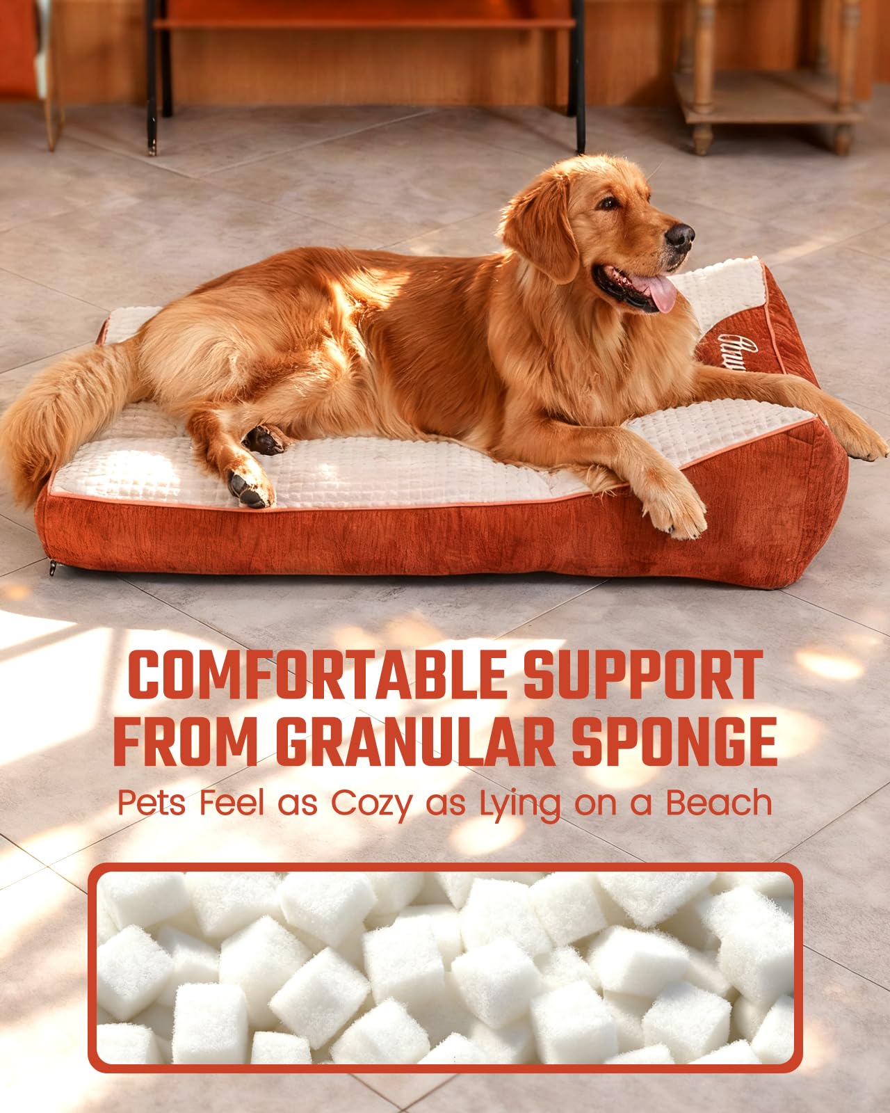 XL Dog Bed for Crate - Orthopedic Foam Crate Mat Large Comfy Flat Pet Beds with Removable Washable Cover, Suitable for Pet Up to 100 lbs(43''×28''×6'') - image 3