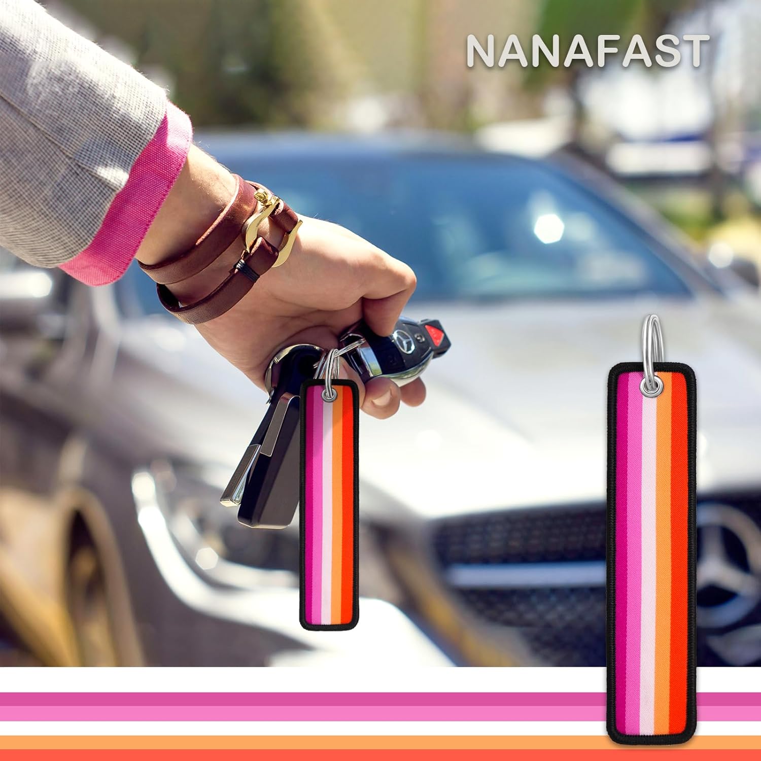 Nanafast LGBTQ Pride Keychain Gay Pride Keyring Rainbow Flag Key Chain Pride Accessories for Pride Month Parades and Events - Image 5