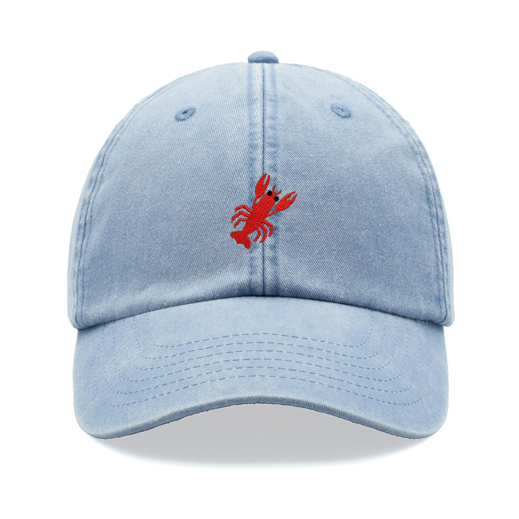 Lobster Baseball Cap Vintage Washed Unisex Dad Hat Adjustable Light Blue