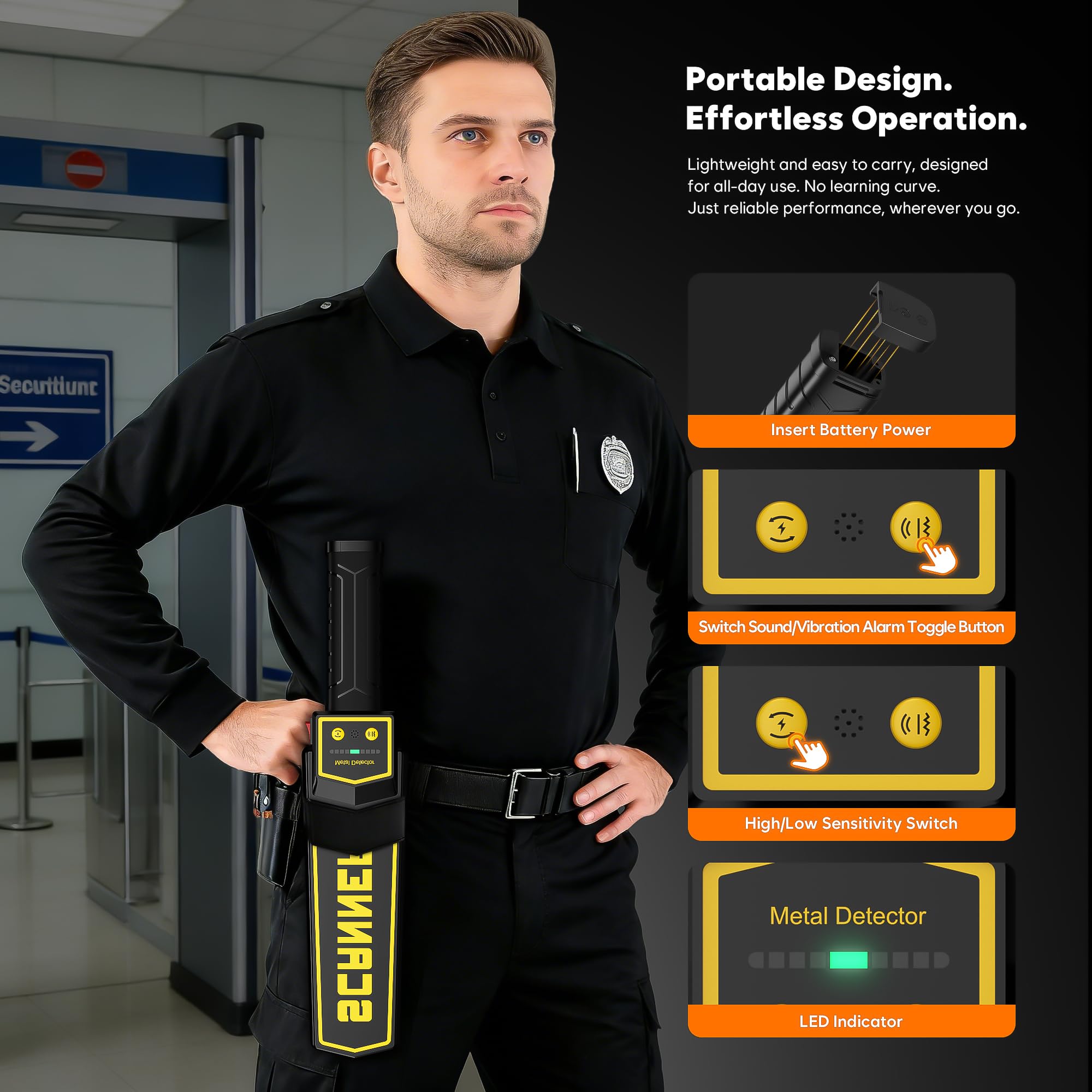 Detector de metales de mano, varita de seguridad de sensibilidad, detector de metales para carpintería, buscador de uñas portátil, detector de metales de madera para troncos, arma, 3 modos, detección