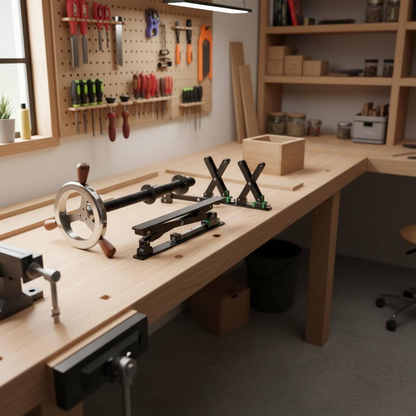 Étau de Table Établi Étau de Menuisier Étau de Banc Étau de Pied avec Lien Parallèle X Ouverture Large Réglage Facile Pression Stable Acier 45 et, style to 2