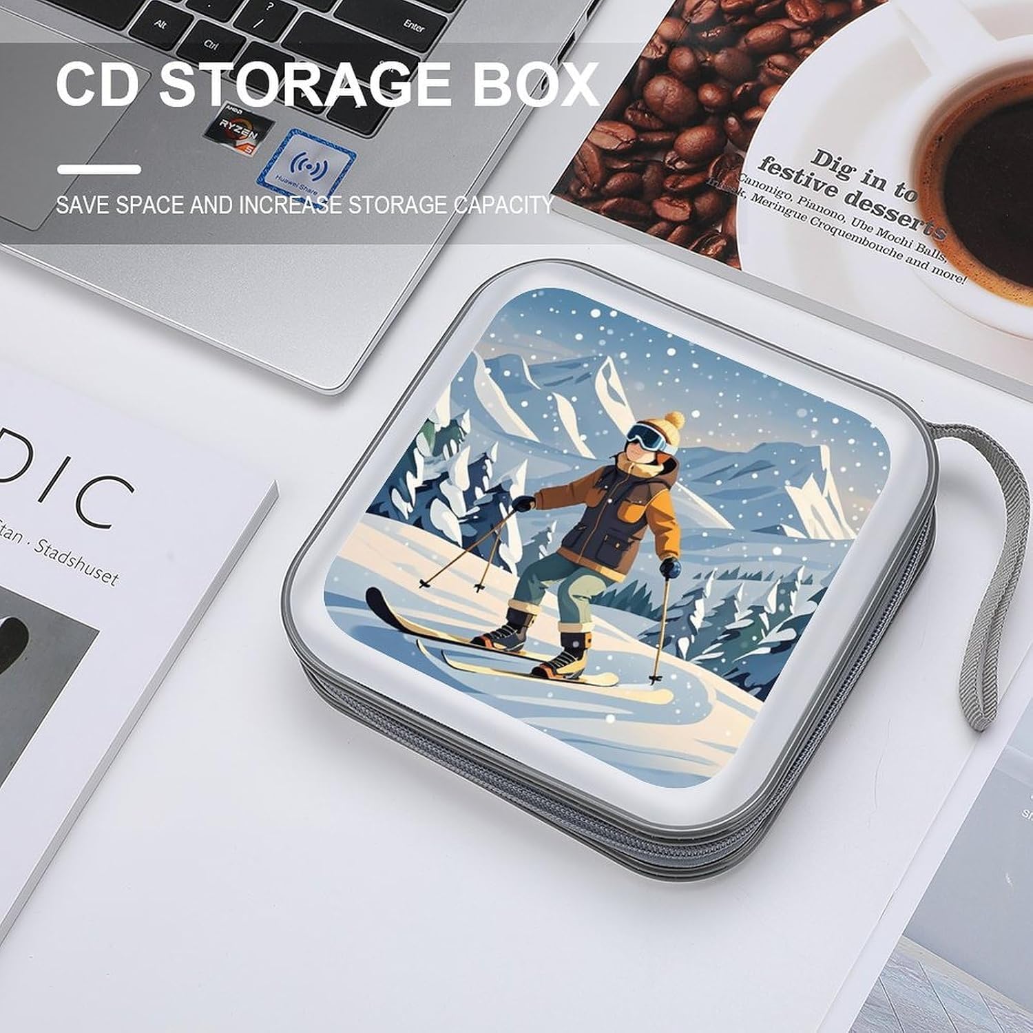 Skiing Theme CD Case CD Storage Box DVD Sleeves