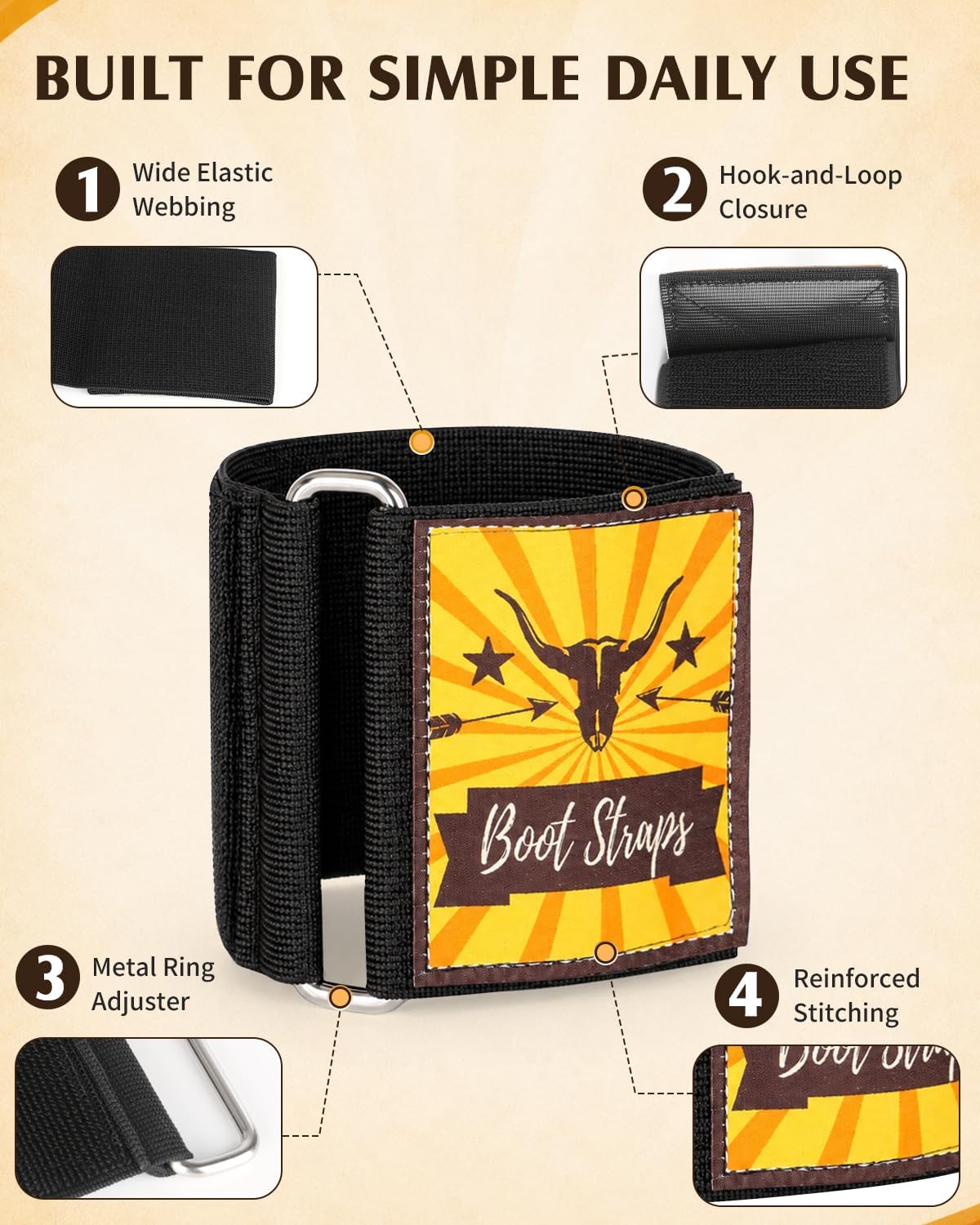 Cowboy Boot Straps, Adjustable Boot Shaft Cinch Strap for Smoother Jean Lines