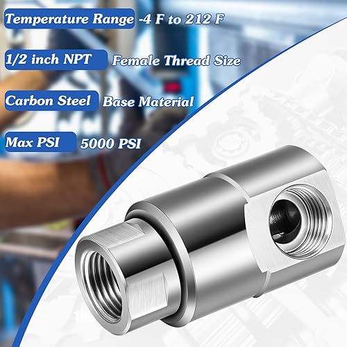Miniatura 5 de Hicarer Carrete giratorio de manguera NPT de 12 pulgada de alta resistencia de 5000 psi, compatible con carrete de manguera de acero doméstico e