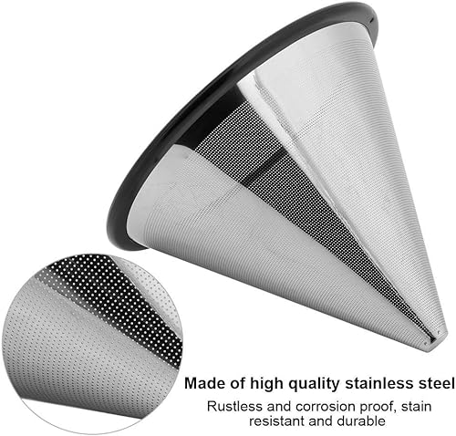 Miniatura 4 de YJ-99A3 - Gotero de café de malla de acero inoxidable reutilizable, gotero de café de cono, filtro de café portátil sin papel que se adapta a la